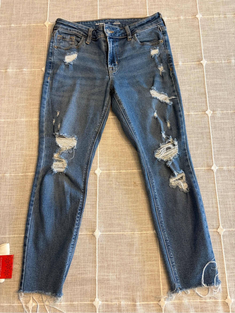 Old Navy Women's Distressed Skinny Jeans - Blue Wash